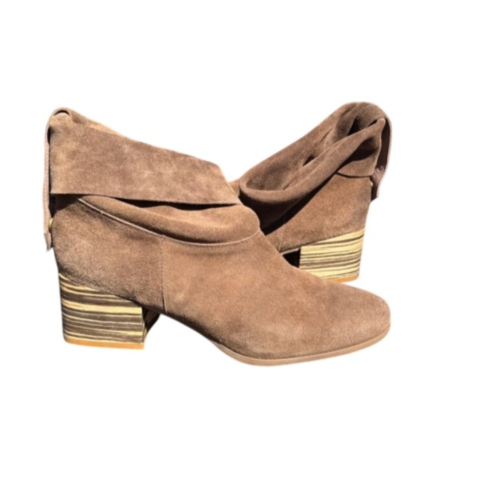 Antelope Brown Suede Slouchy Ankle Boots 2" Block Heel EU 40 US 9-9.5 Distressed